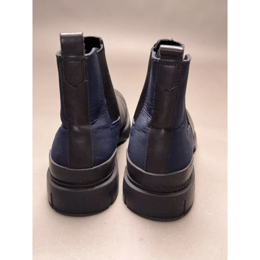 Calvin Klein CMMove Boots Mens Size 11 Black Blue Leather Chelsea Ankle Pull On